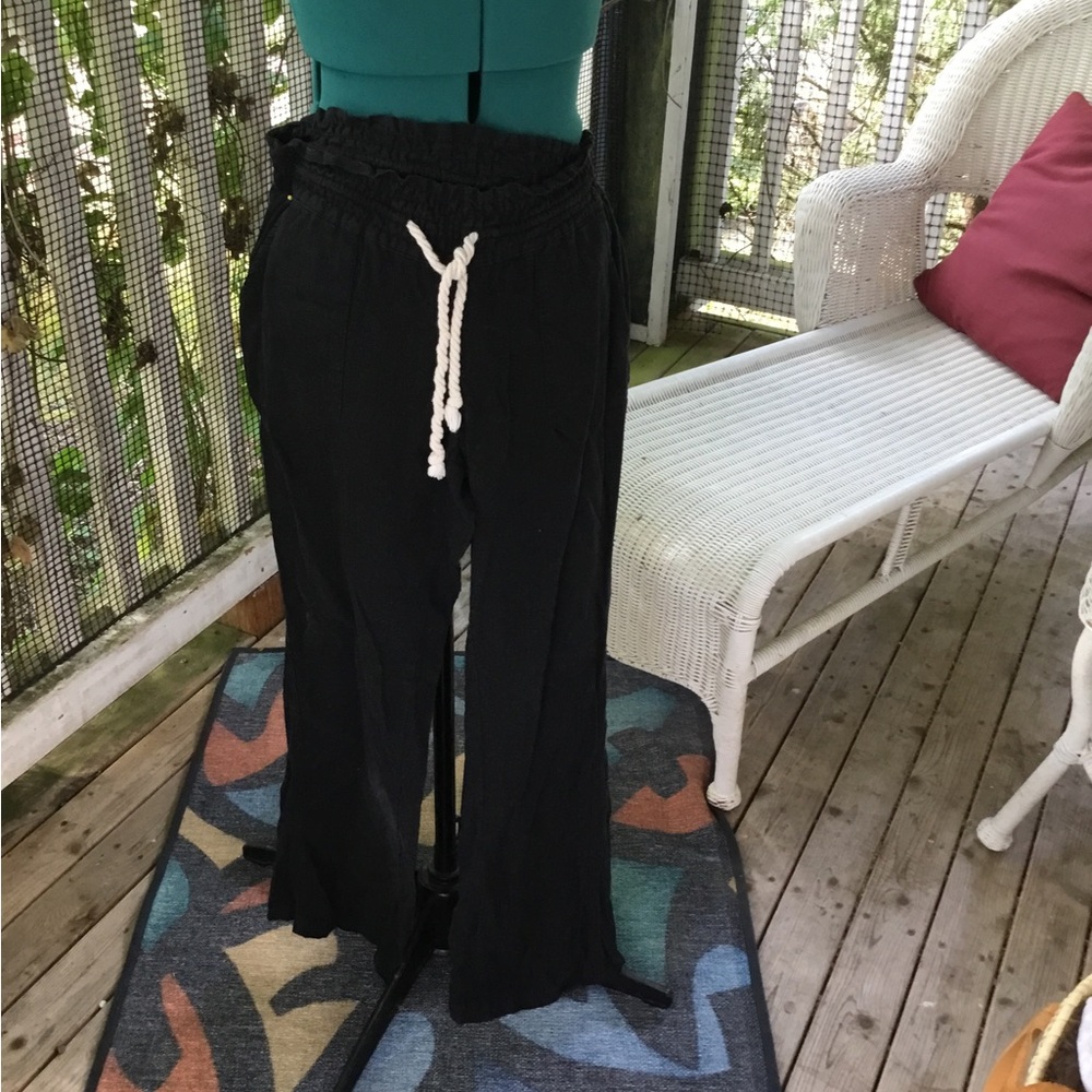 Roxy Black Wide Leg Pants with Drawstring Waist